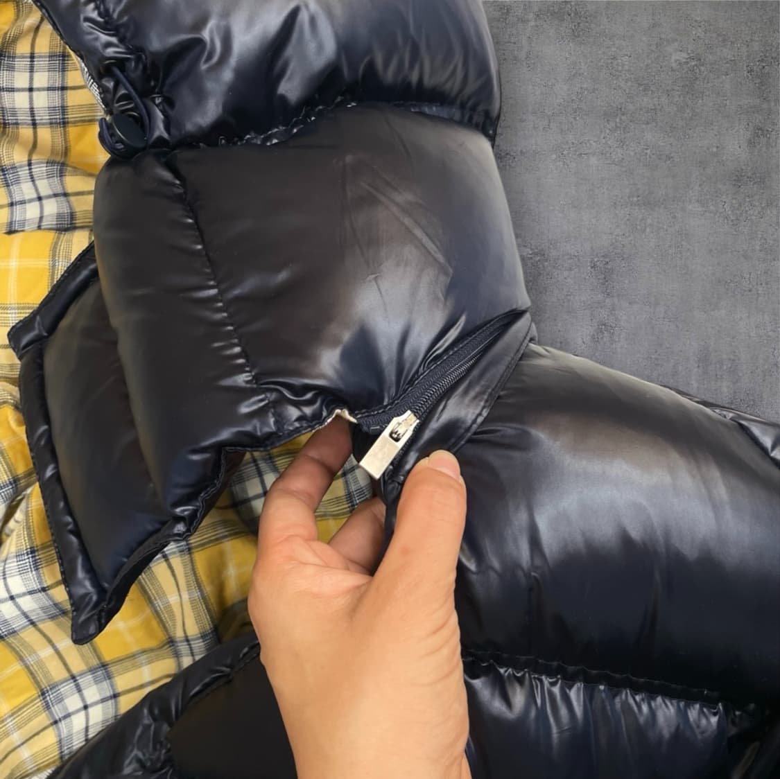 아더에러 ADER ERROR 네이비 옐로체크 17aw 리버시블 푸퍼패딩 상품이미지3