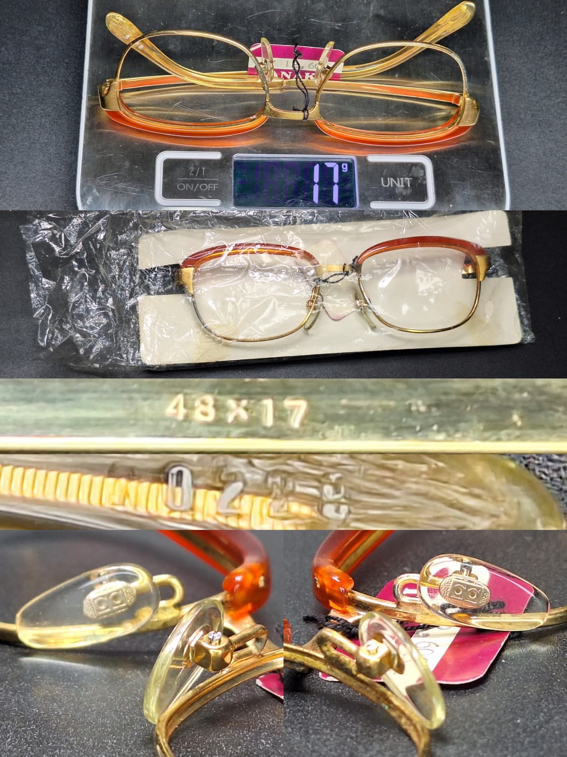 80s 일본제 빈티지 데드스톡 미사용/48mm 하금테 안경테 0229 상품이미지9