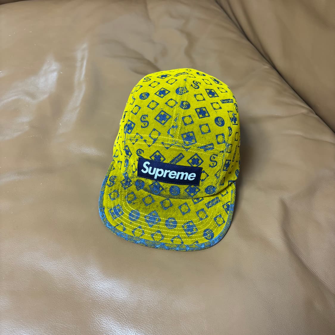 슈프림 캠프캡 모자 박스로고 머스타드 상품이미지1
