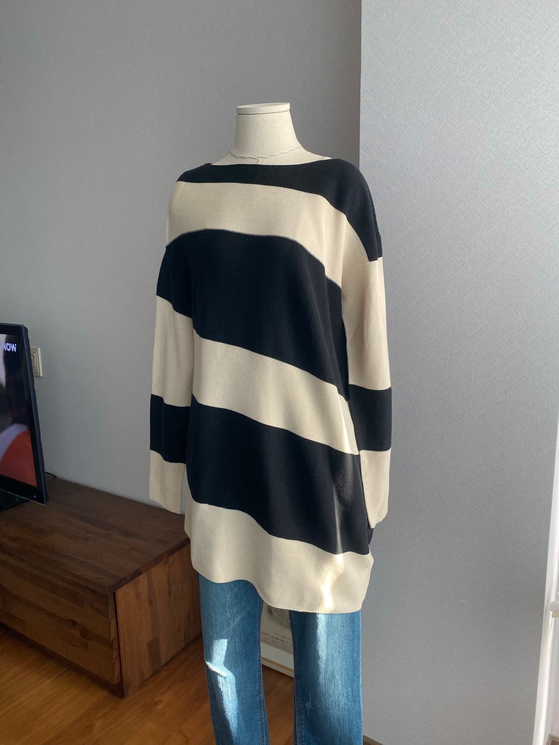 sumisumi 수미수미 언밸런스 스트라이프 니트(F,미착용) 상품이미지3