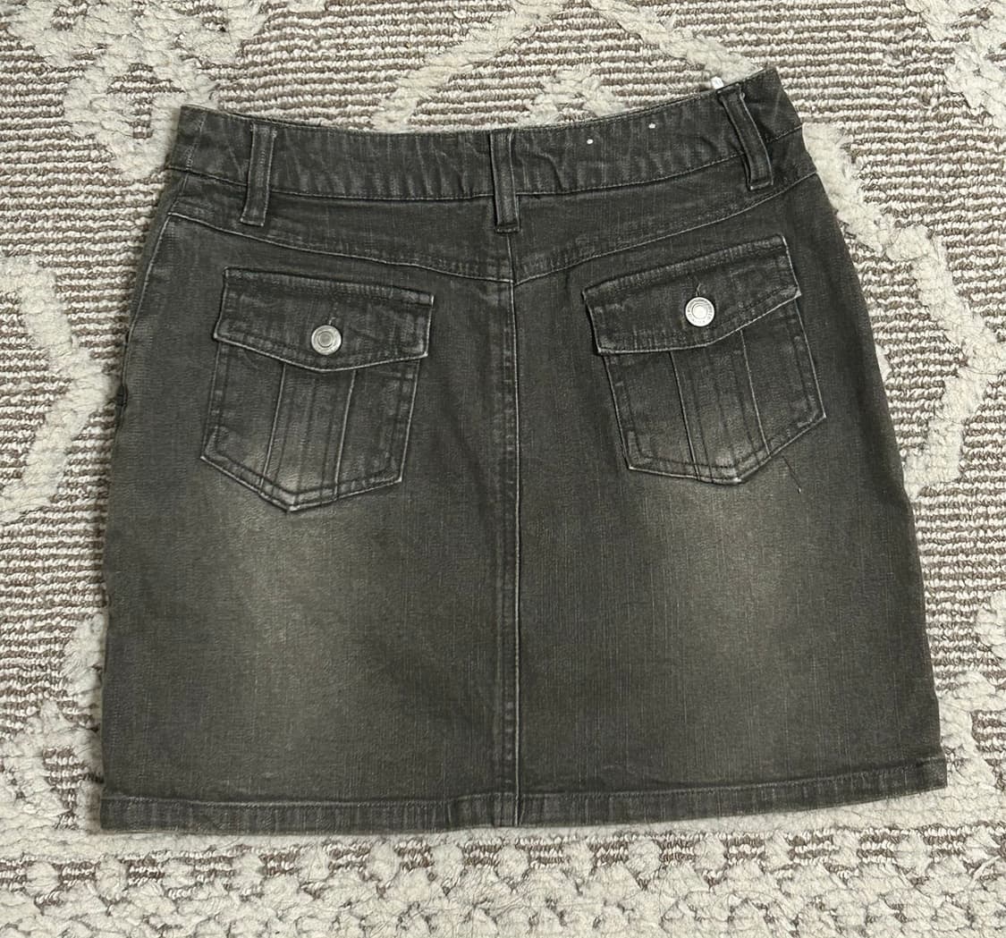 Y2K 펑투케 지퍼디테일 카키데님스커트 상품이미지2