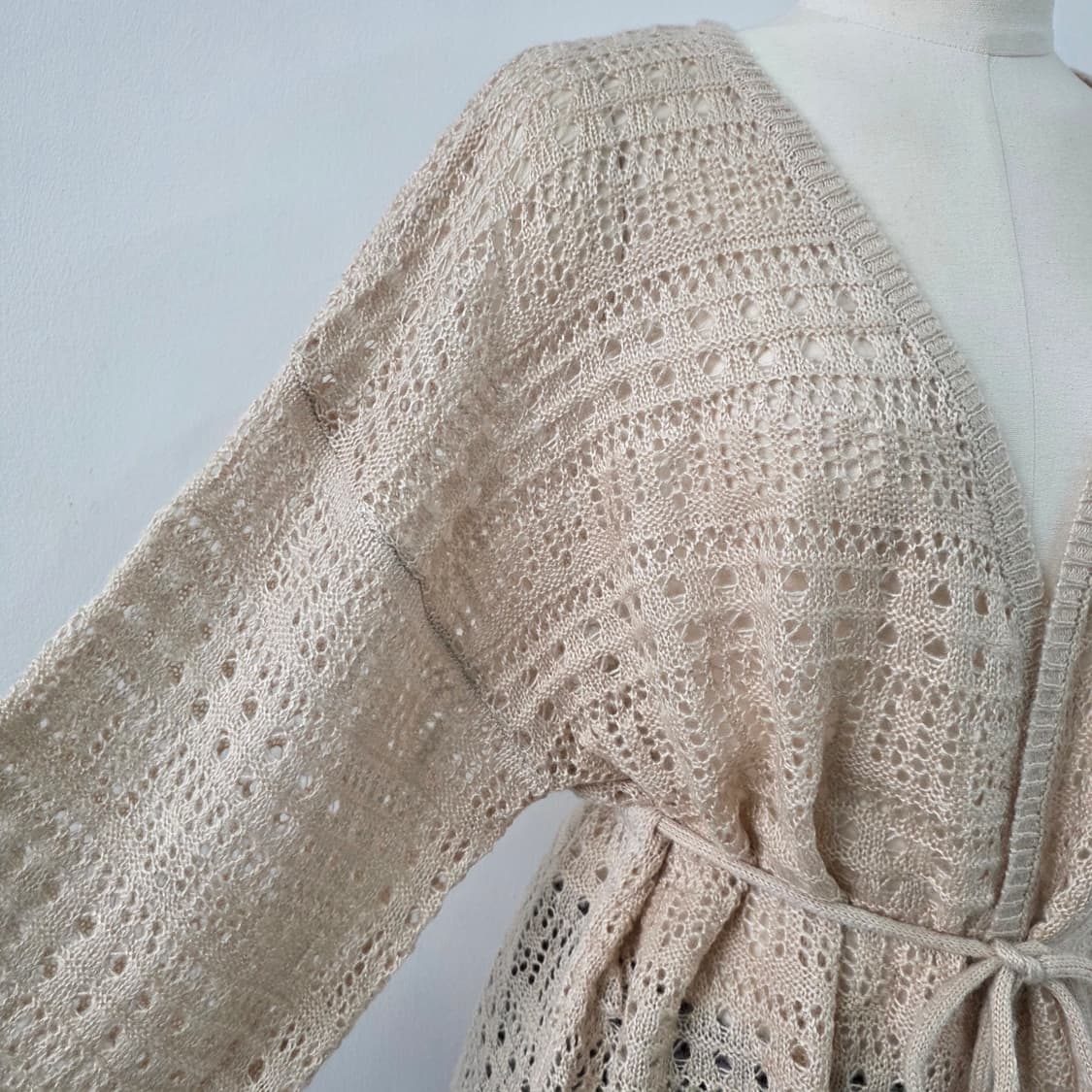베이지 레이스 스트링 크로쉐 가디건 상품이미지5