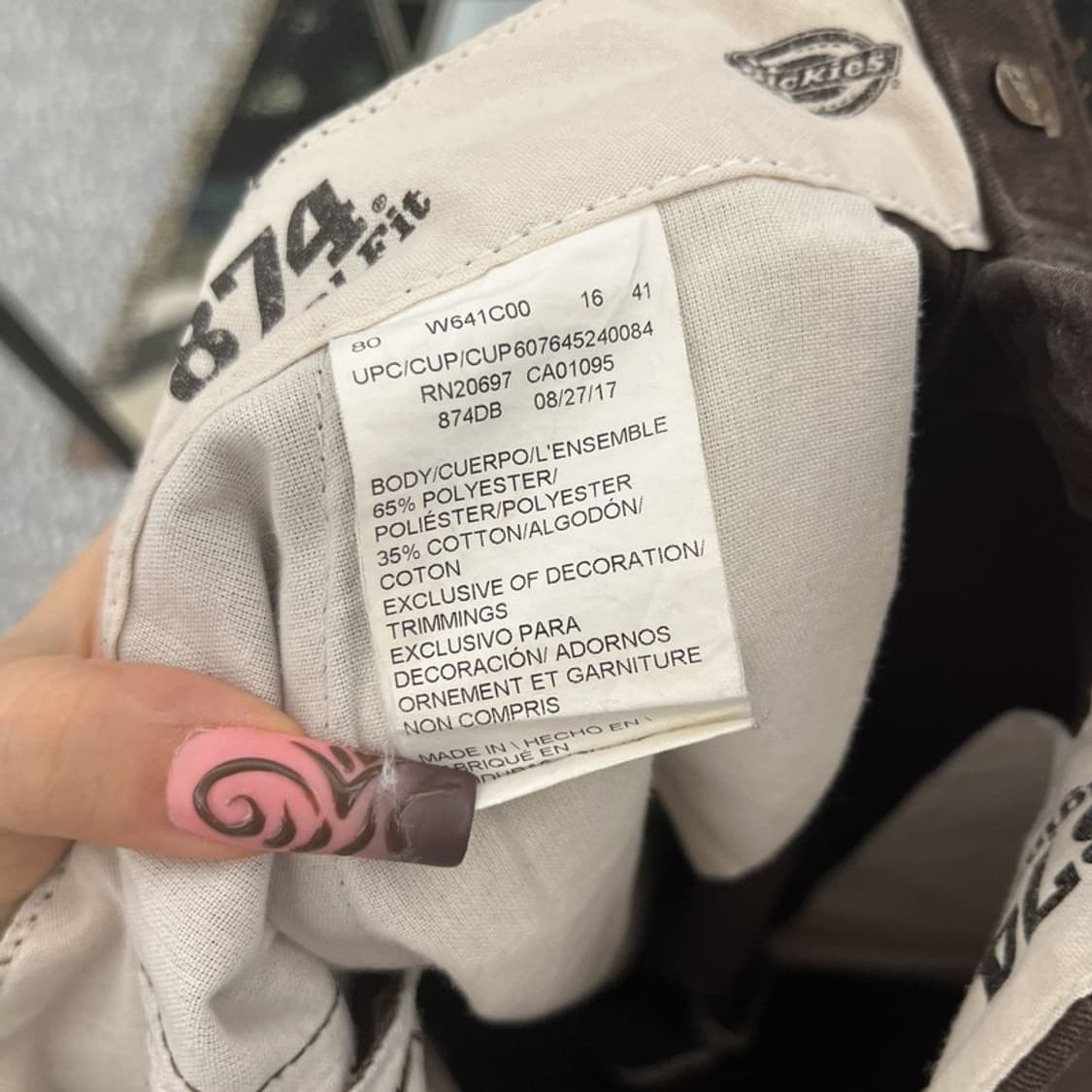 디키즈 874 캐주얼 초코브라운 워크 치노팬츠 31인치 C11607 상품이미지6