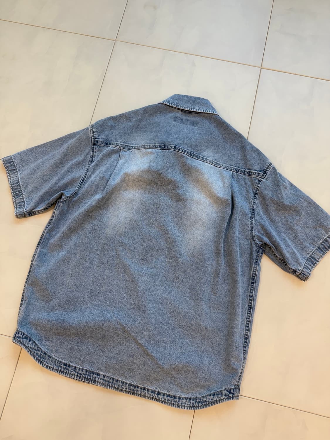 일꼬르소 세미오버핏 데님 반팔 셔츠 L(105-110) 상품이미지8