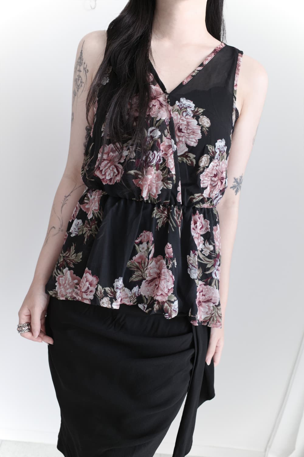 rose see-through sleeveless 상품이미지6