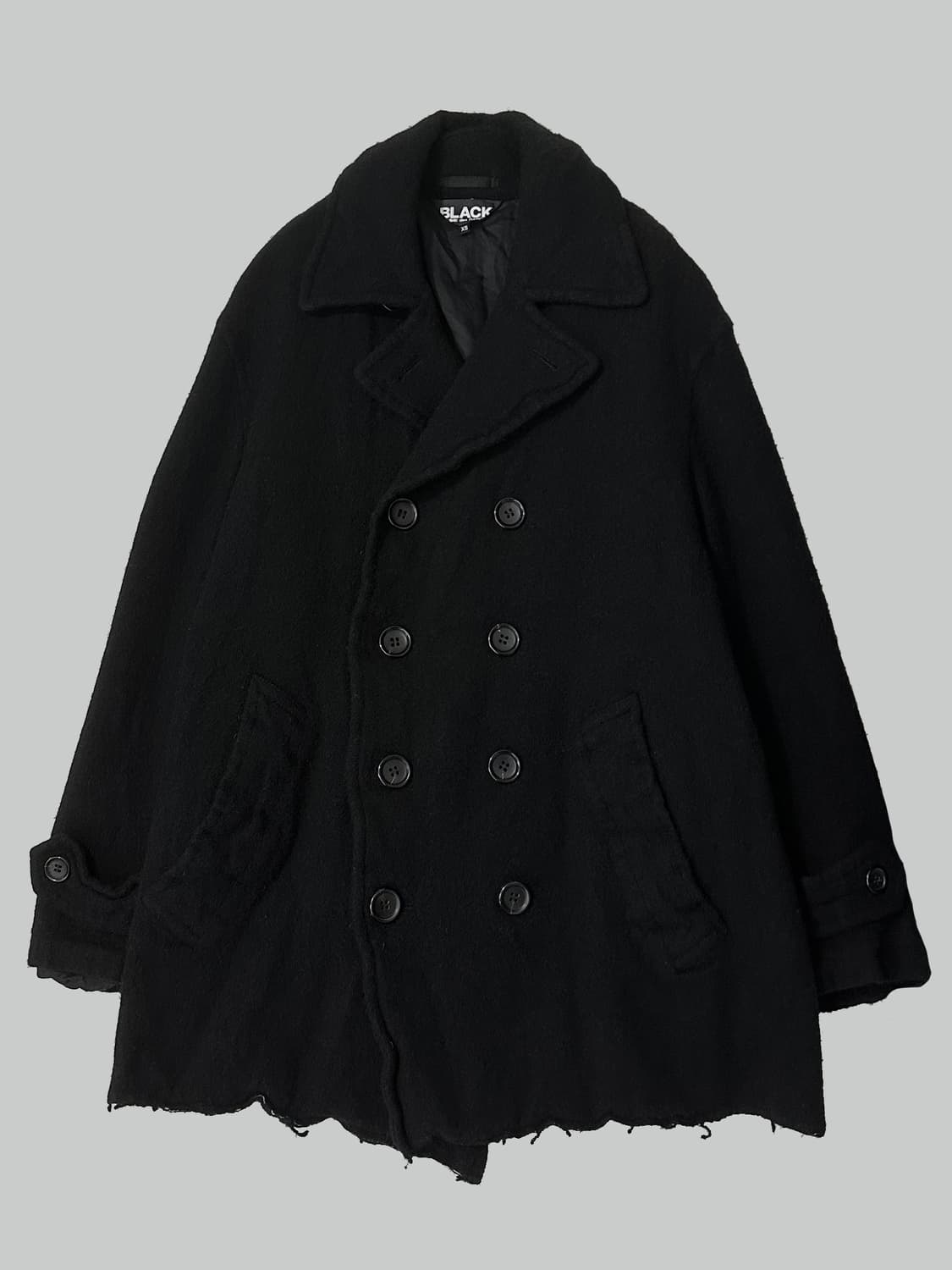 꼼데가르송 블랙 오버사이즈 축융 울 피코트 m 상품이미지4