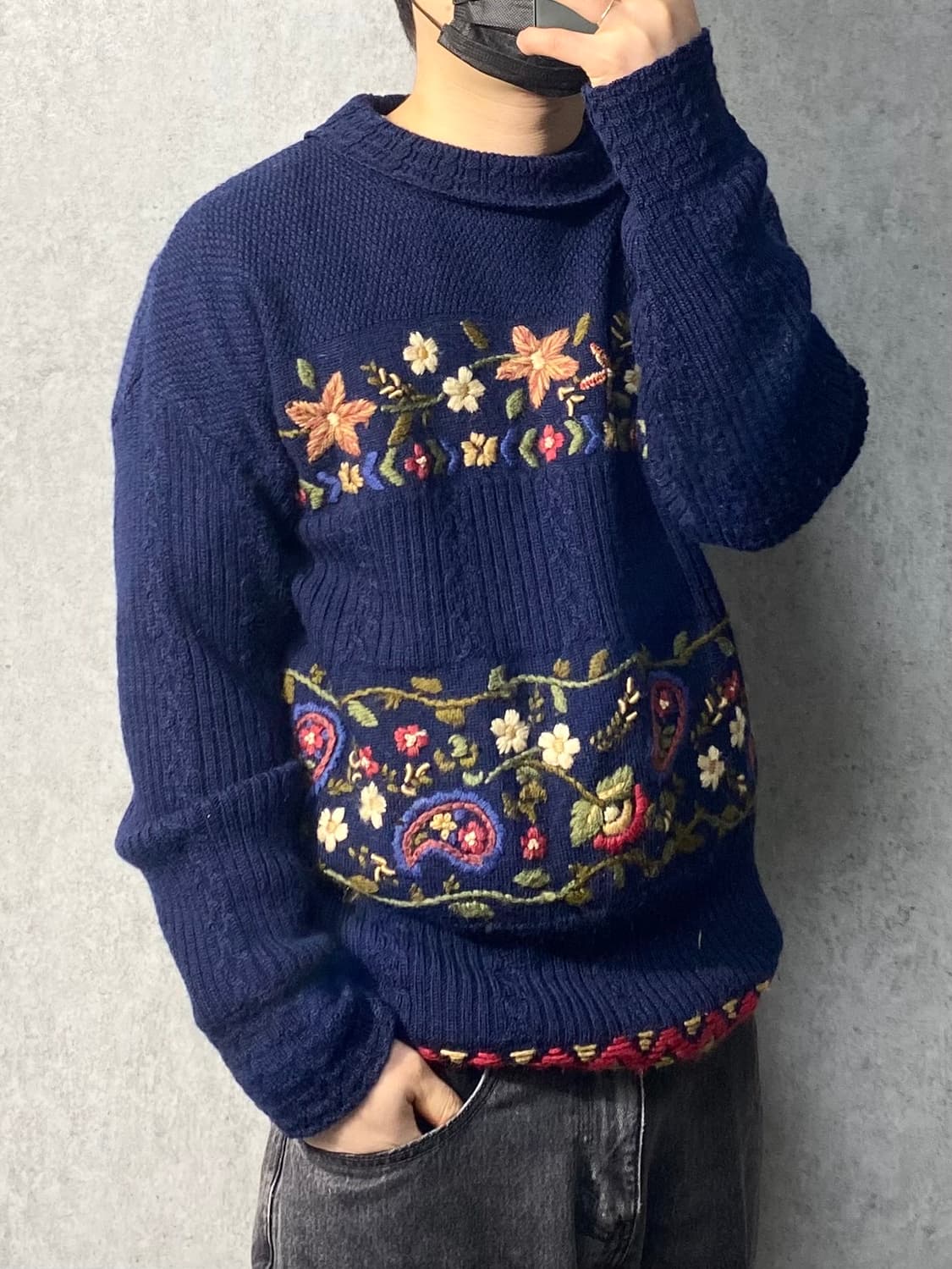 [M] Laura Ashley 플라워패턴 핸드 스티치 울 니트 상품이미지8