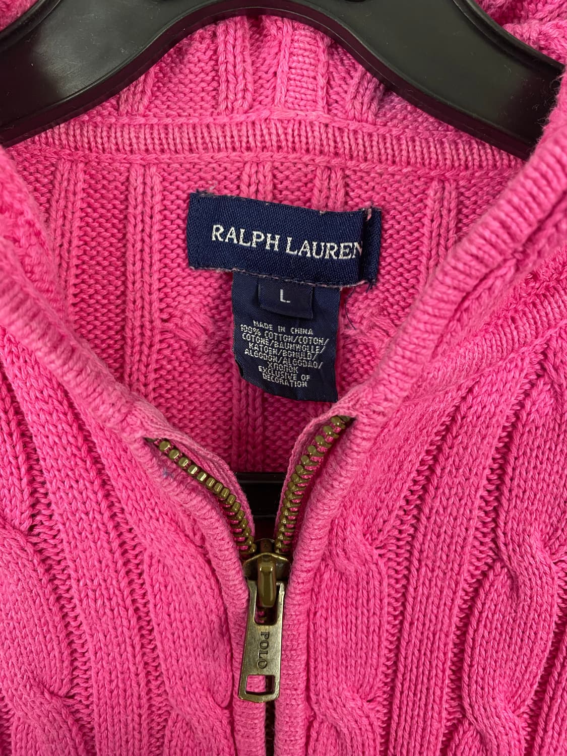 폴로 랄프로렌 케이블 니트 후드집업 핑크  L <623> 상품이미지4
