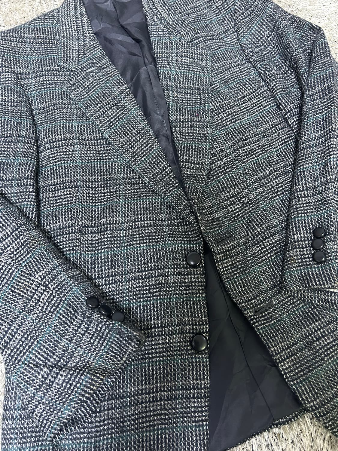 일제 피에르가르뎅 체크 울 블레이저 105 상품이미지2