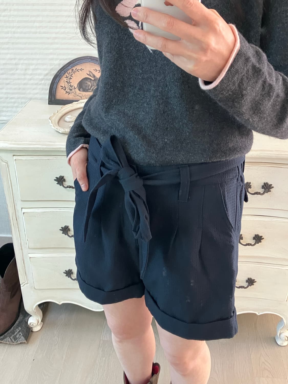 jpn vintage 네이비 리본 반바지 y2k 스트릿 갸루 펑키 상품이미지5