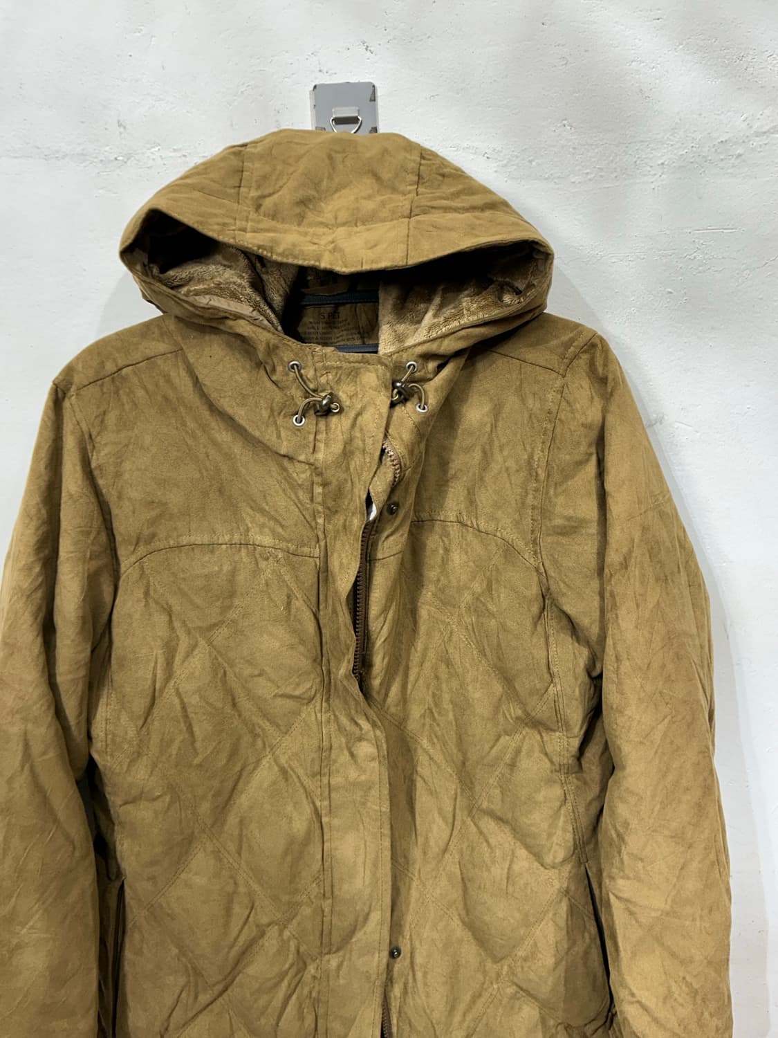 엘엘빈 스웨이드 퀼팅 후드 롱패딩 코트 자켓 S. 상품이미지6