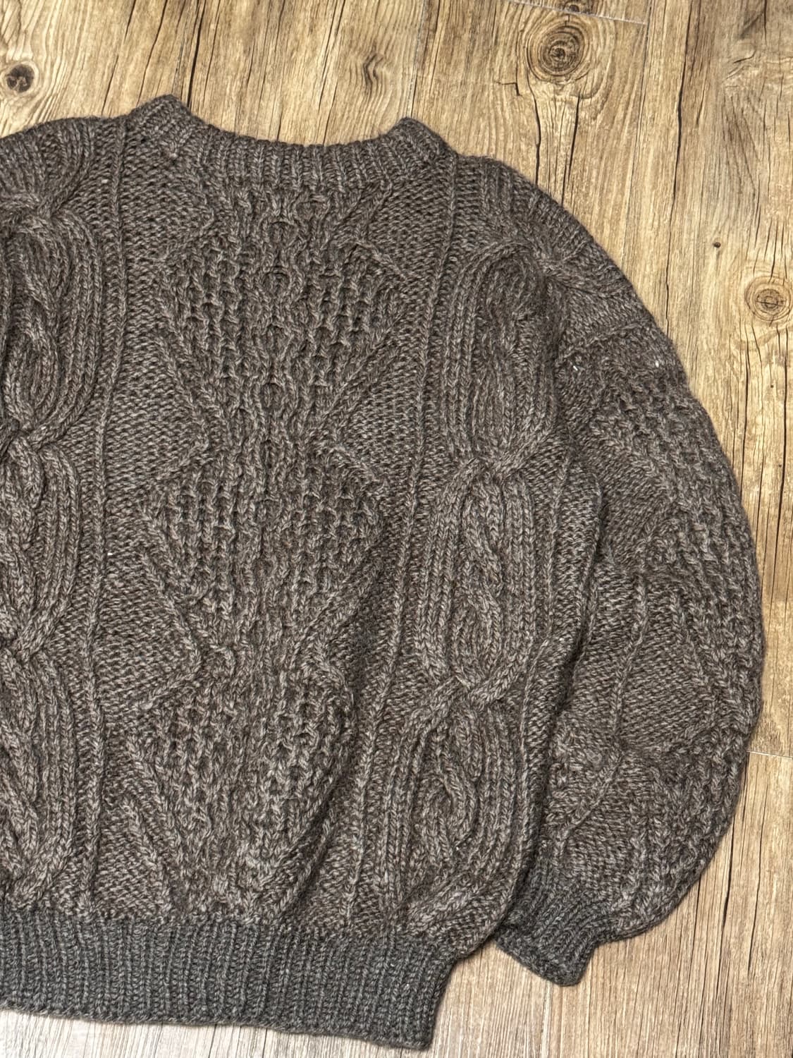 일본 핸드 메이드 브라운 케이블 니트 스웨터 상품이미지1