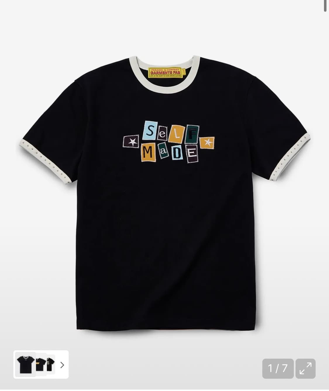 가먼츠팹 링거티 Self Made Ringer Tee (BLACK) L 상품이미지1