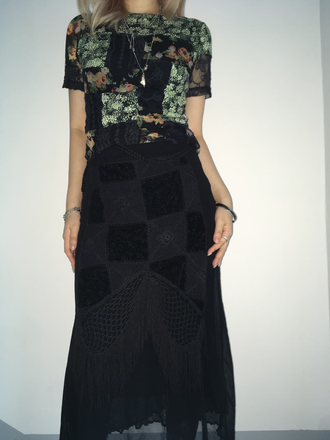Made in france black velvet fringing lon 상품이미지1
