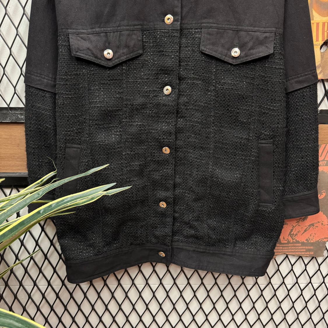 JPN VINTAGE 무루아 트위드 코튼 셔츠 자켓 블랙 상품이미지4