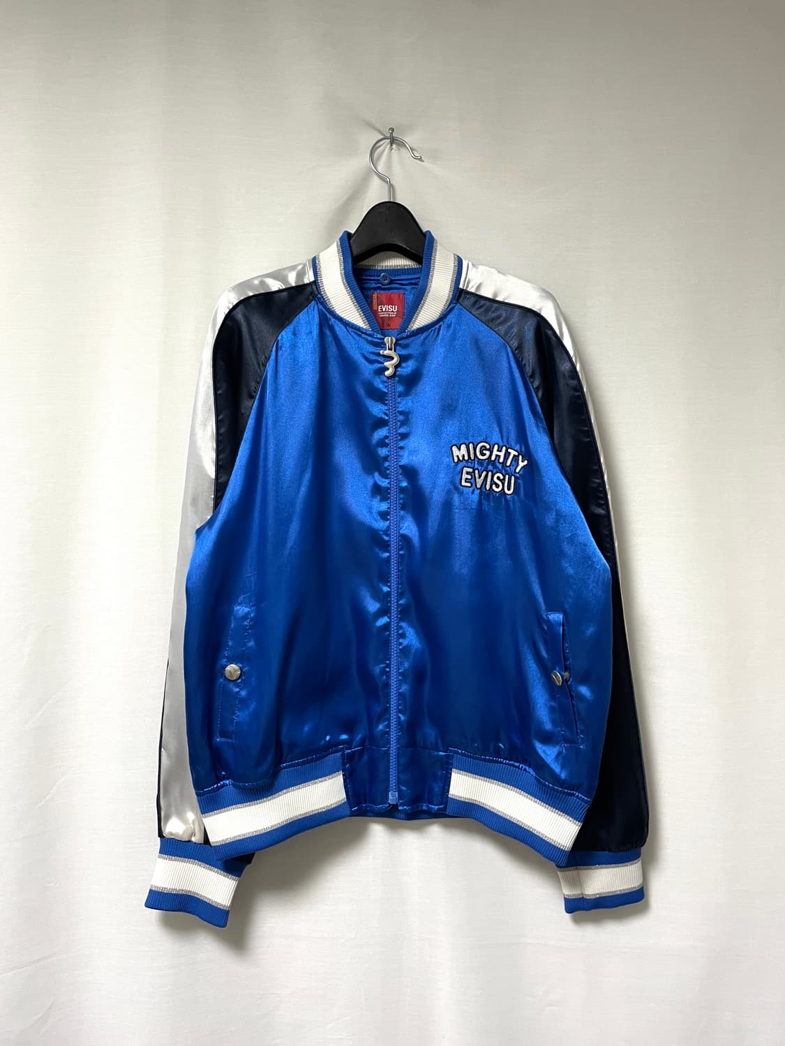 EVISU 에비수 빅로고 새틴 바시티 자켓 블루종 스카쟌 M 상품이미지2