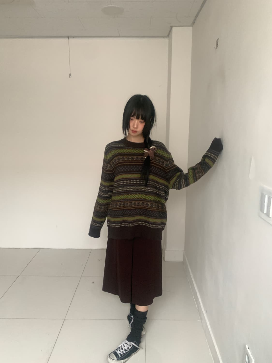 (Vintage)Wool slit long skirt 상품이미지6