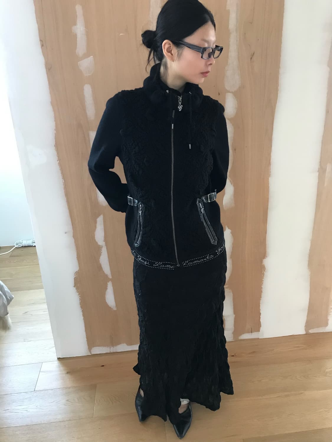 vintage high neck knit zip-up 상품이미지4