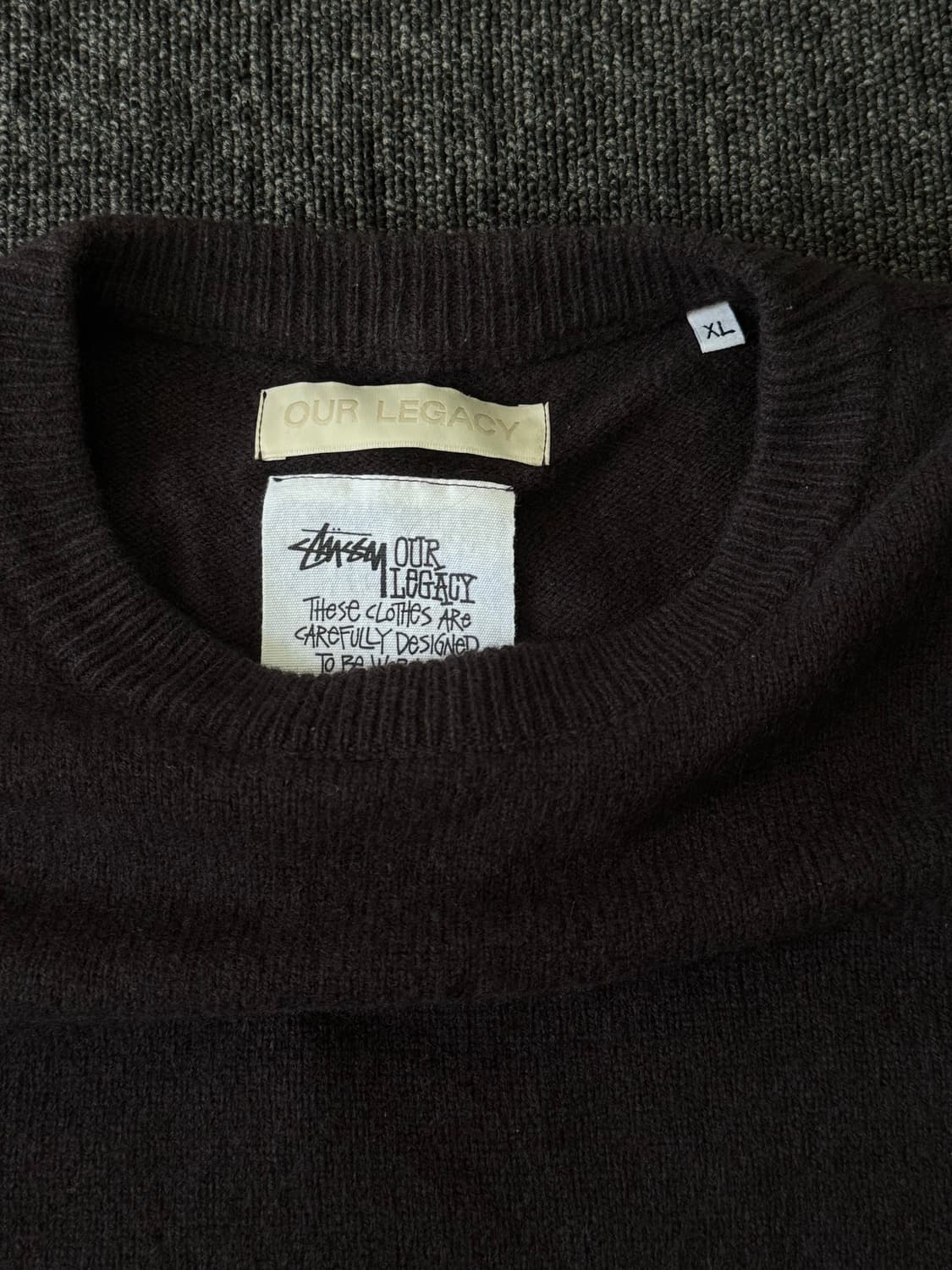 [XL] 스투시 x 아워레가시 워크샵 니트 라운드넥 스웨터 다크 브라운 상품이미지3