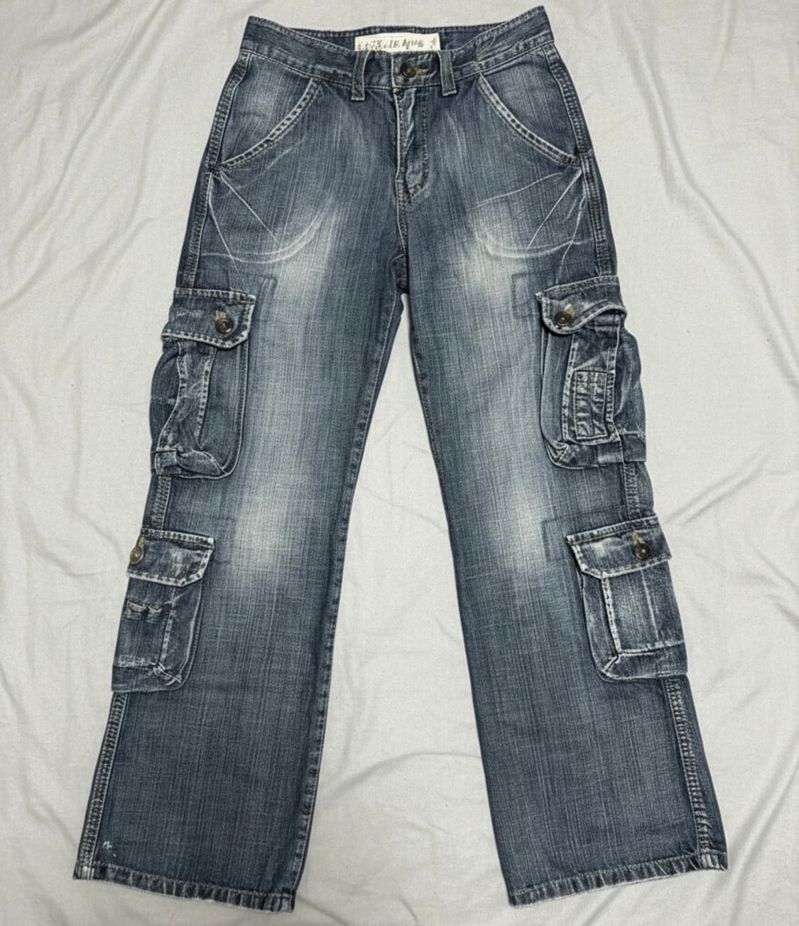 빈티지 워싱 데님 카고팬츠 S 상품이미지1