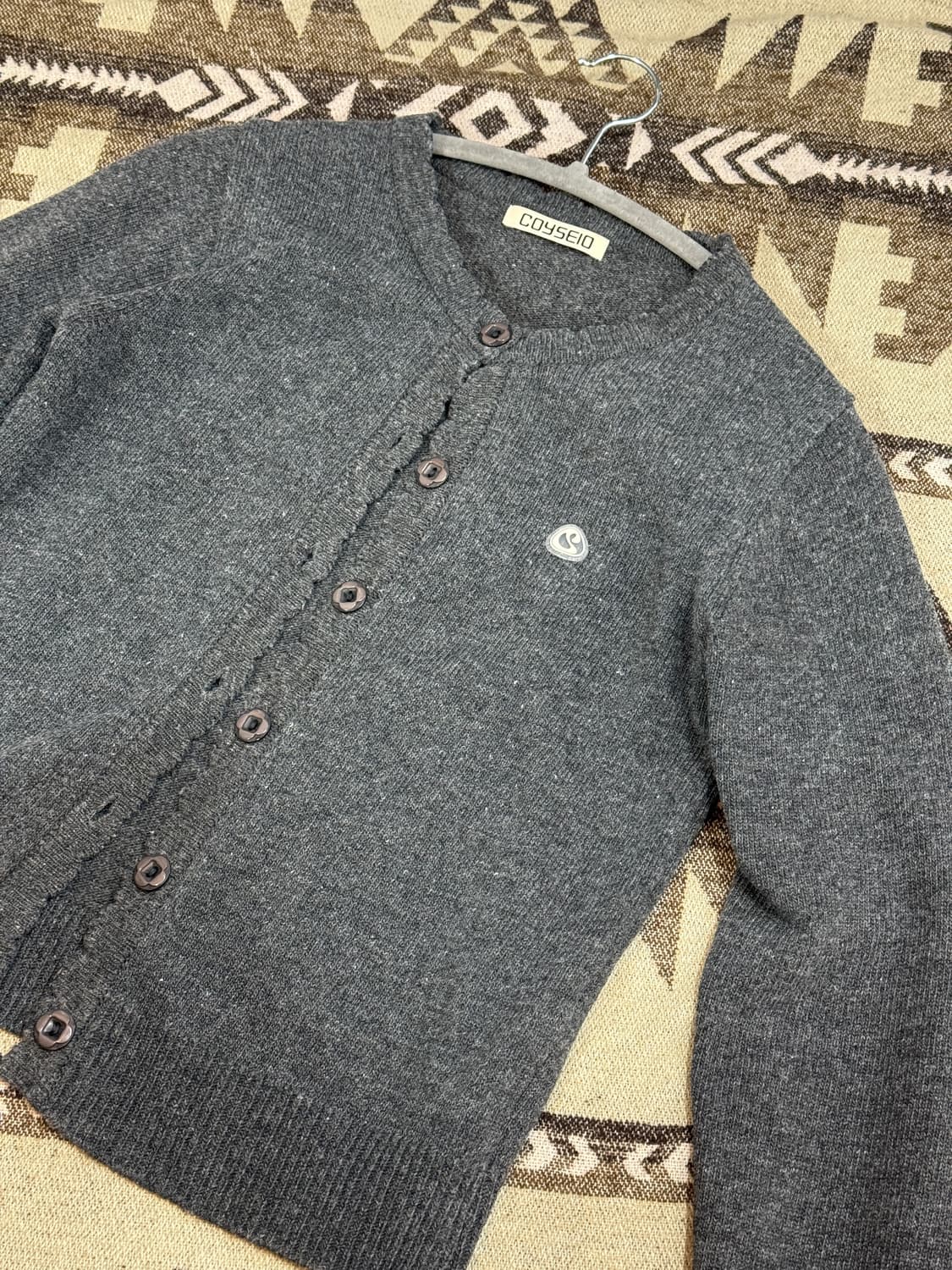 코이세이오 플라워 버튼 가디건 그레이 상품이미지2