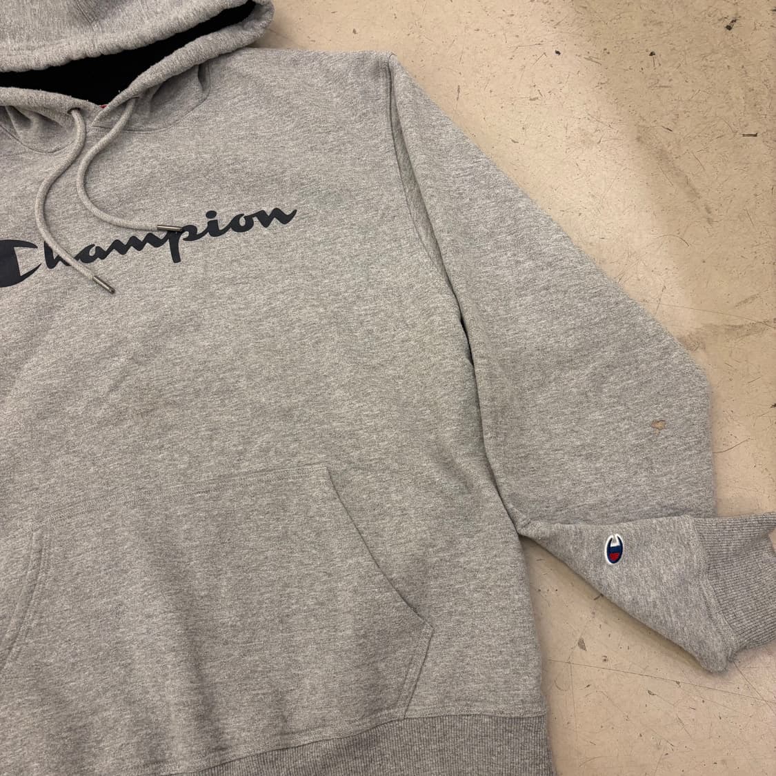 챔피온 빅로고 그레이 후드티 상품이미지2