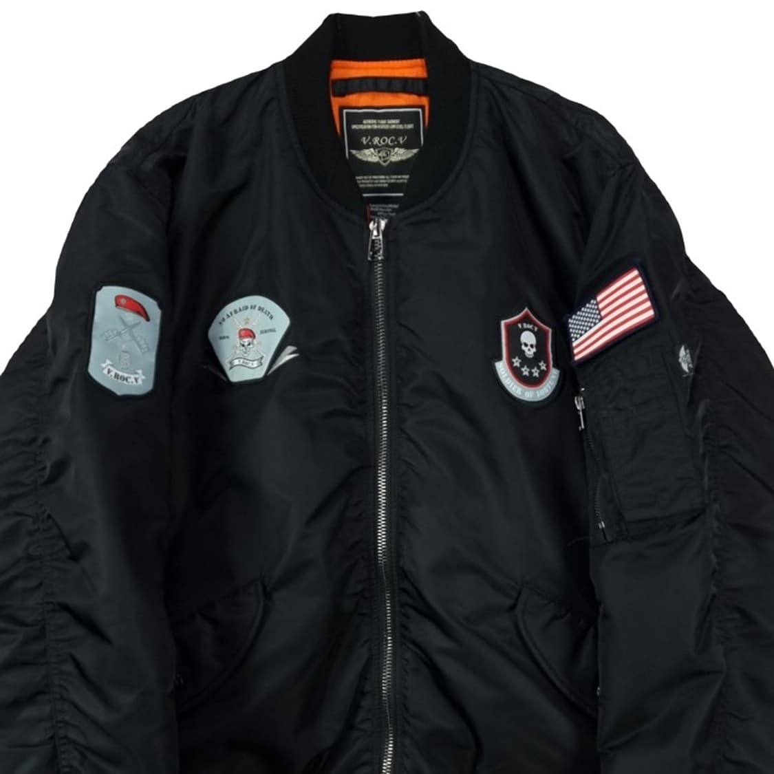 [빈티지] 해골 스컬 자수 수베니어 MA-1 봄버 자켓 블랙 M18474 상품이미지4