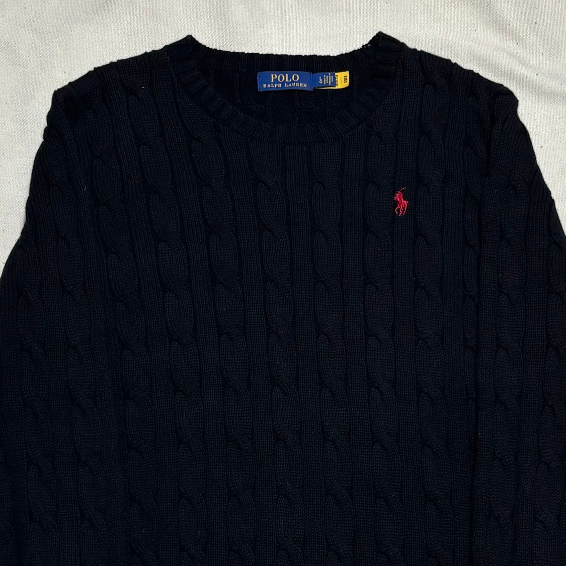 L 폴로랄프로렌 레드 포니 블랙 케이블 니트 상품이미지1