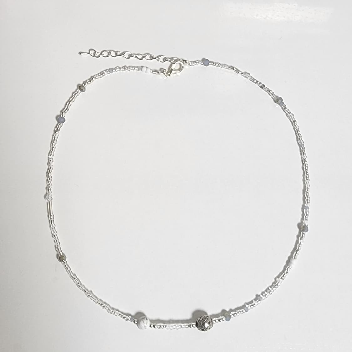 남자 원석 블루 실버 목걸이 상품이미지1