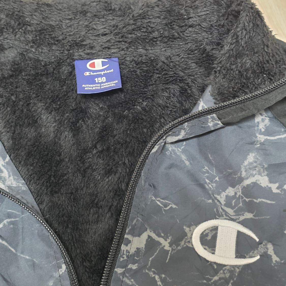 일본판 챔피온 빈티지)올드스쿨 마블패턴 후리스안감 바람막이 상품이미지2