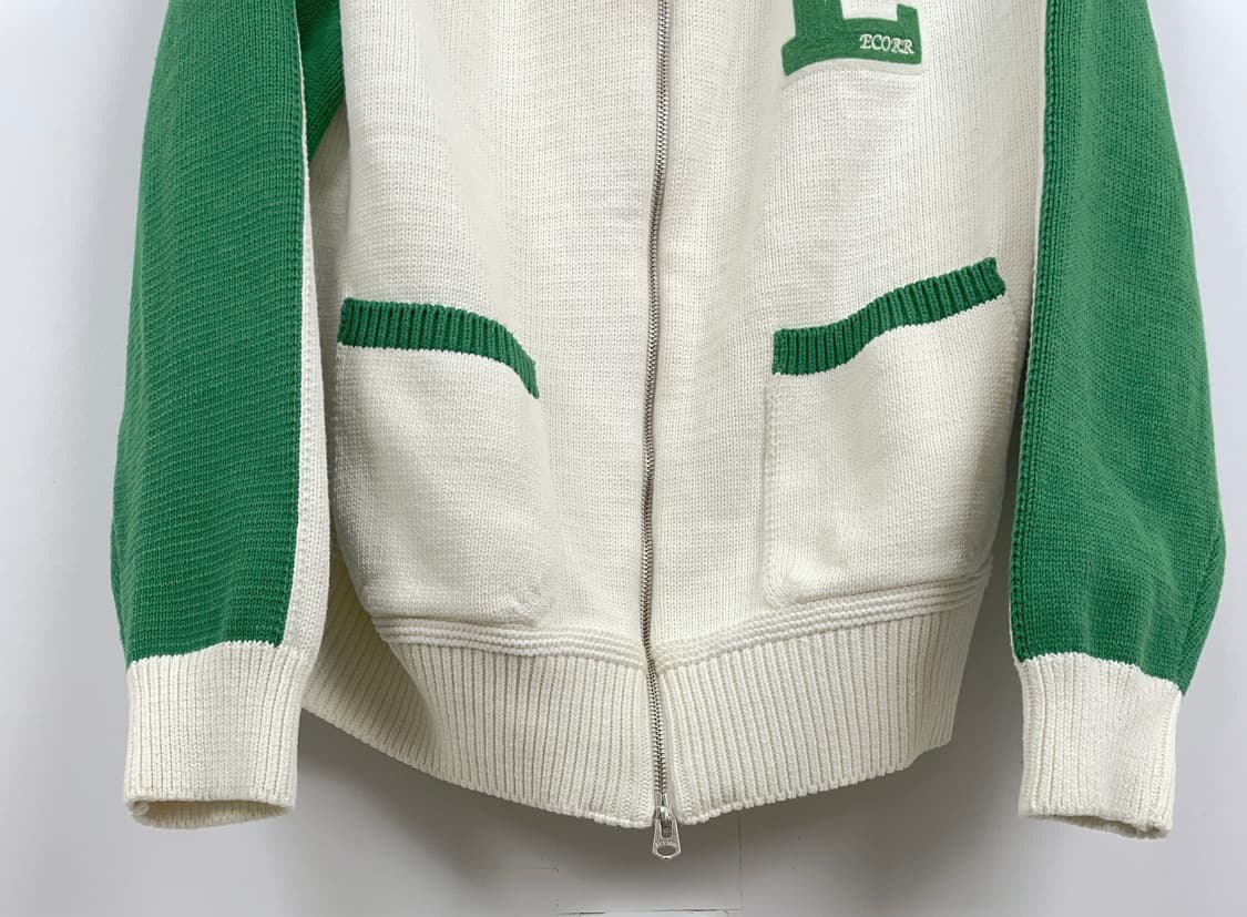 이코르[ECORR] 바시티 배색 니트 집업 상품이미지2