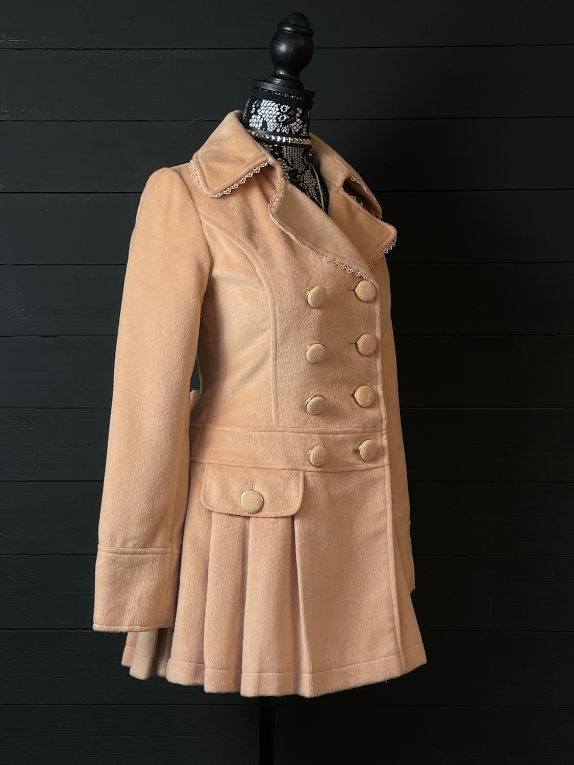 PINK MIX 핑크믹스 살구색 라떼갸루 리본 코트 상품이미지2