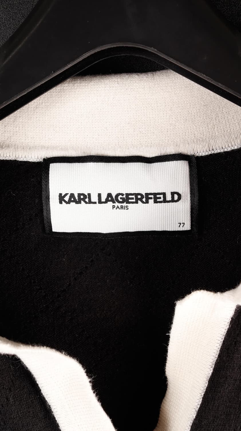 칼라거펠트 버튼 블래 화이트 카라반팔 니트 상품이미지2