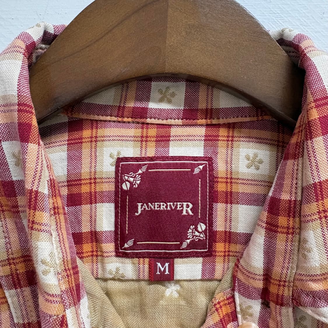 JANERIVER 자수 모리걸 체크 남방 M 상품이미지3