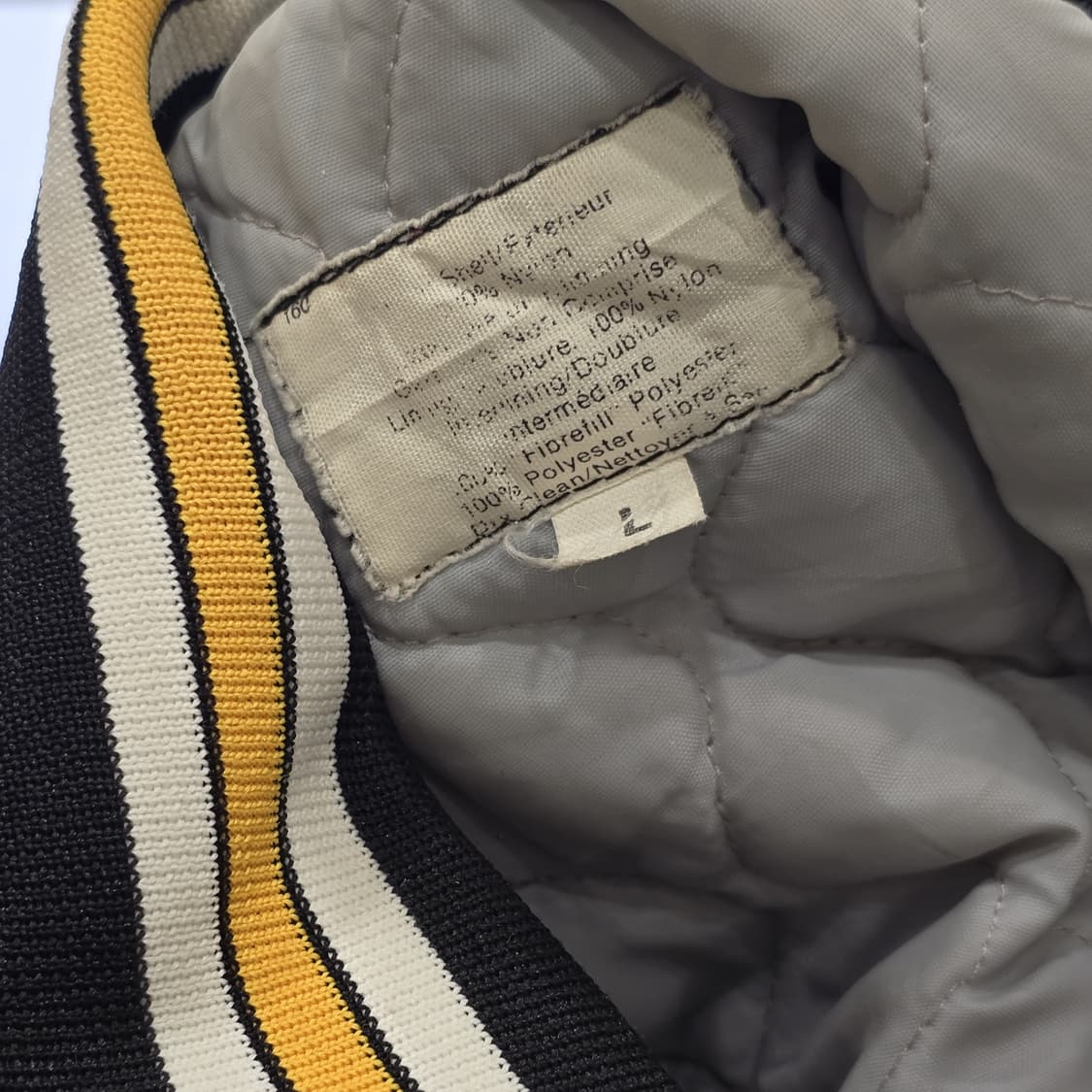 사틴 보머 재킷 TRIMARK 더블 이글 자수 Black M 상품이미지3