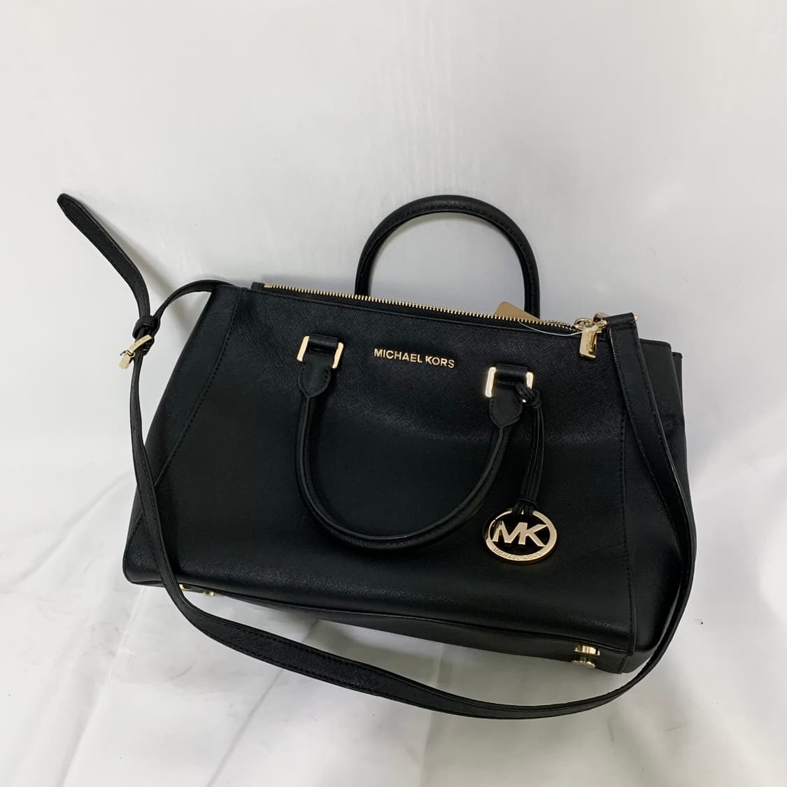 마이클코어스 블랙 레더 금장 숄더 스트랩 토트백 빈티지 가방 상품이미지1