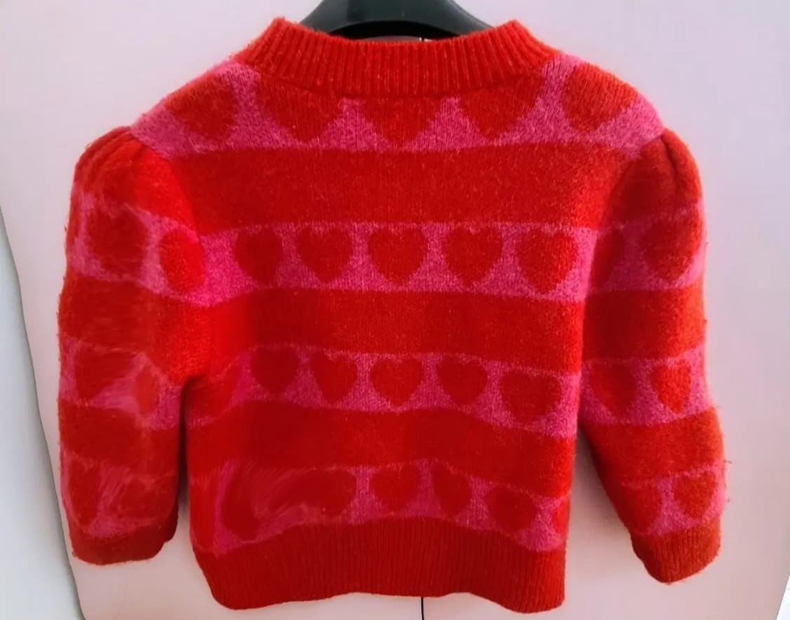 사랑스러운 하트 패턴 Zara 레드 크롭 니트 상품이미지2