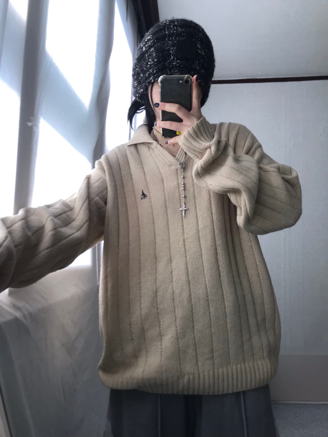 빈폴 베이지 카라 니트 상품이미지1