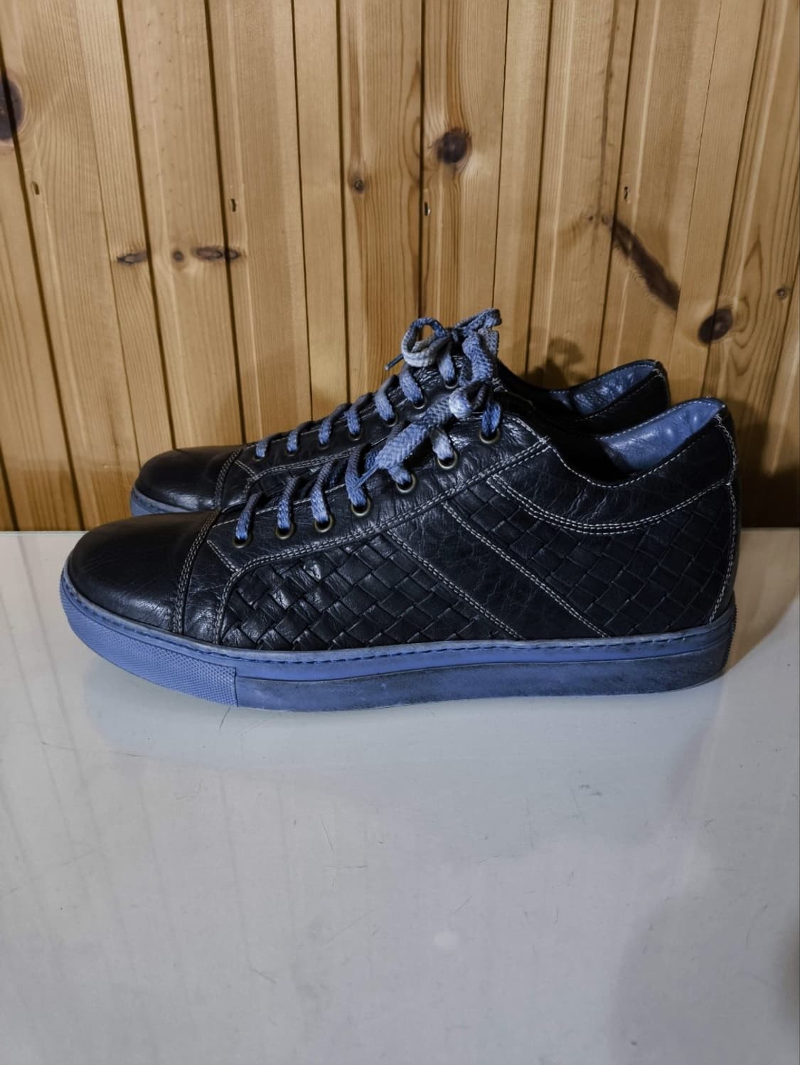 43 280mm 이태리 토스카나 위빙 가죽 스니커즈 수제화 상품이미지1