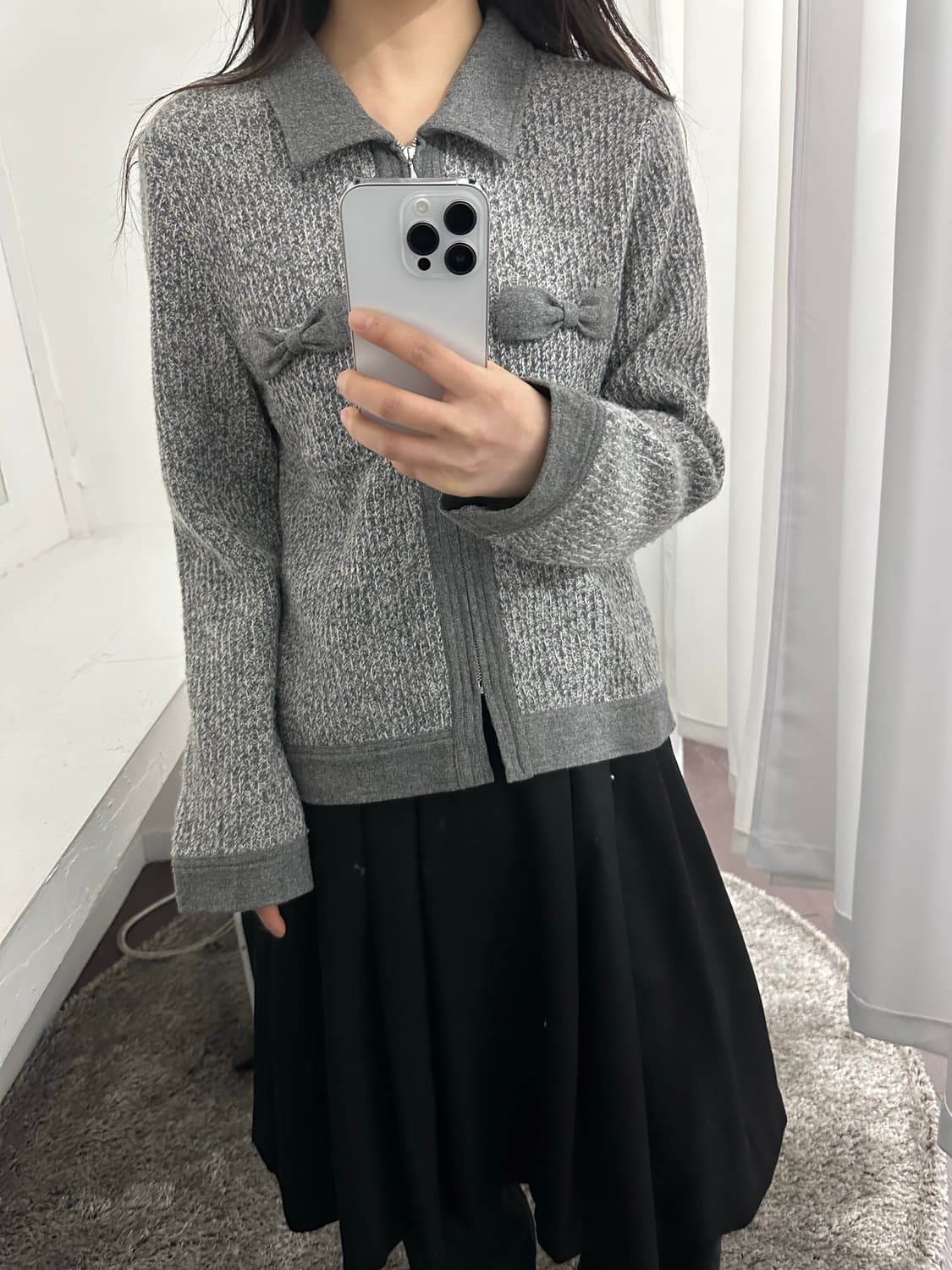 white itarkiard ribbon wool zipup 상품이미지4