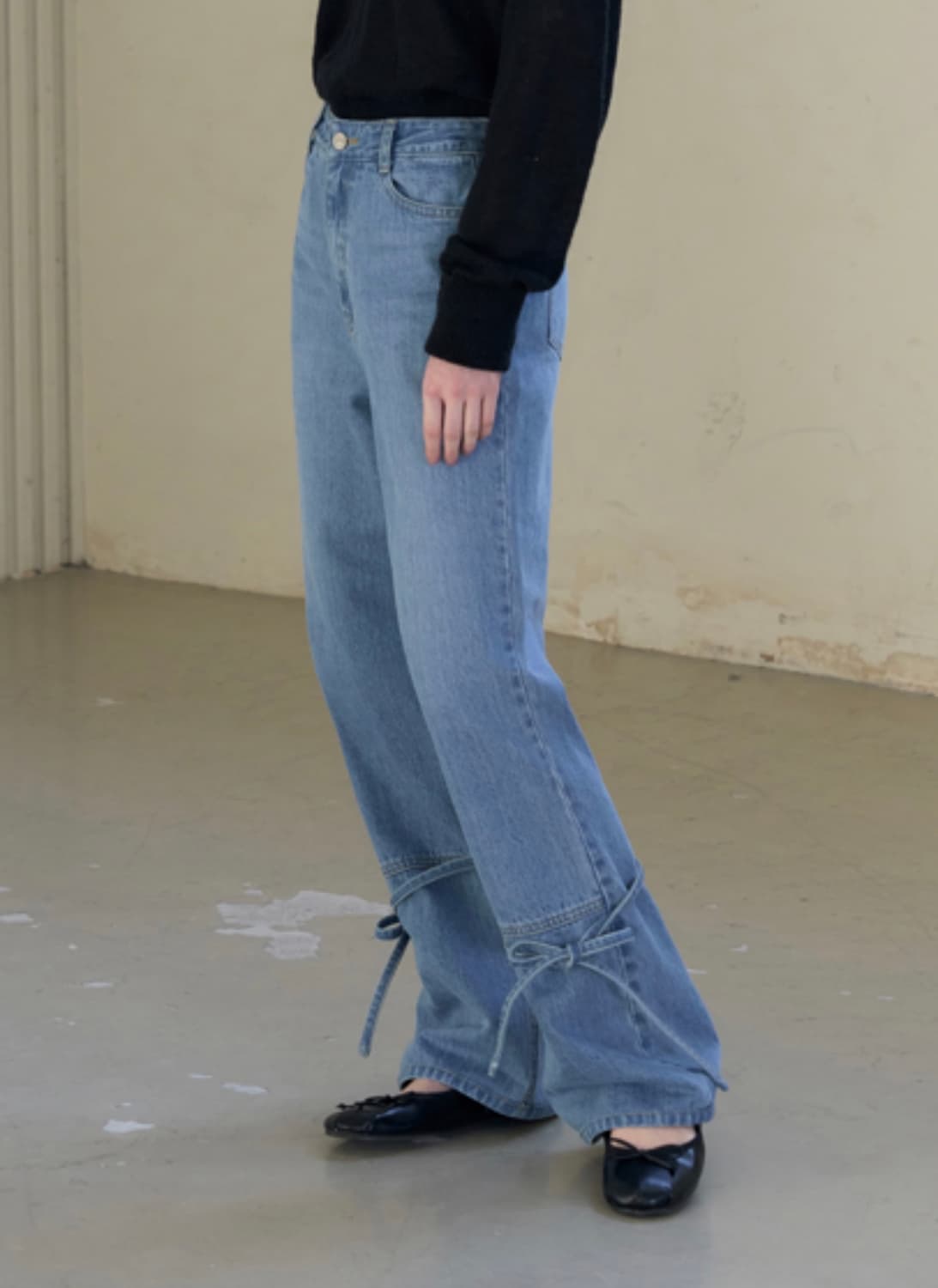 드로우핏 우먼 칼프 세미 부츠컷 진 라이트 블루 M 새상품 상품이미지1