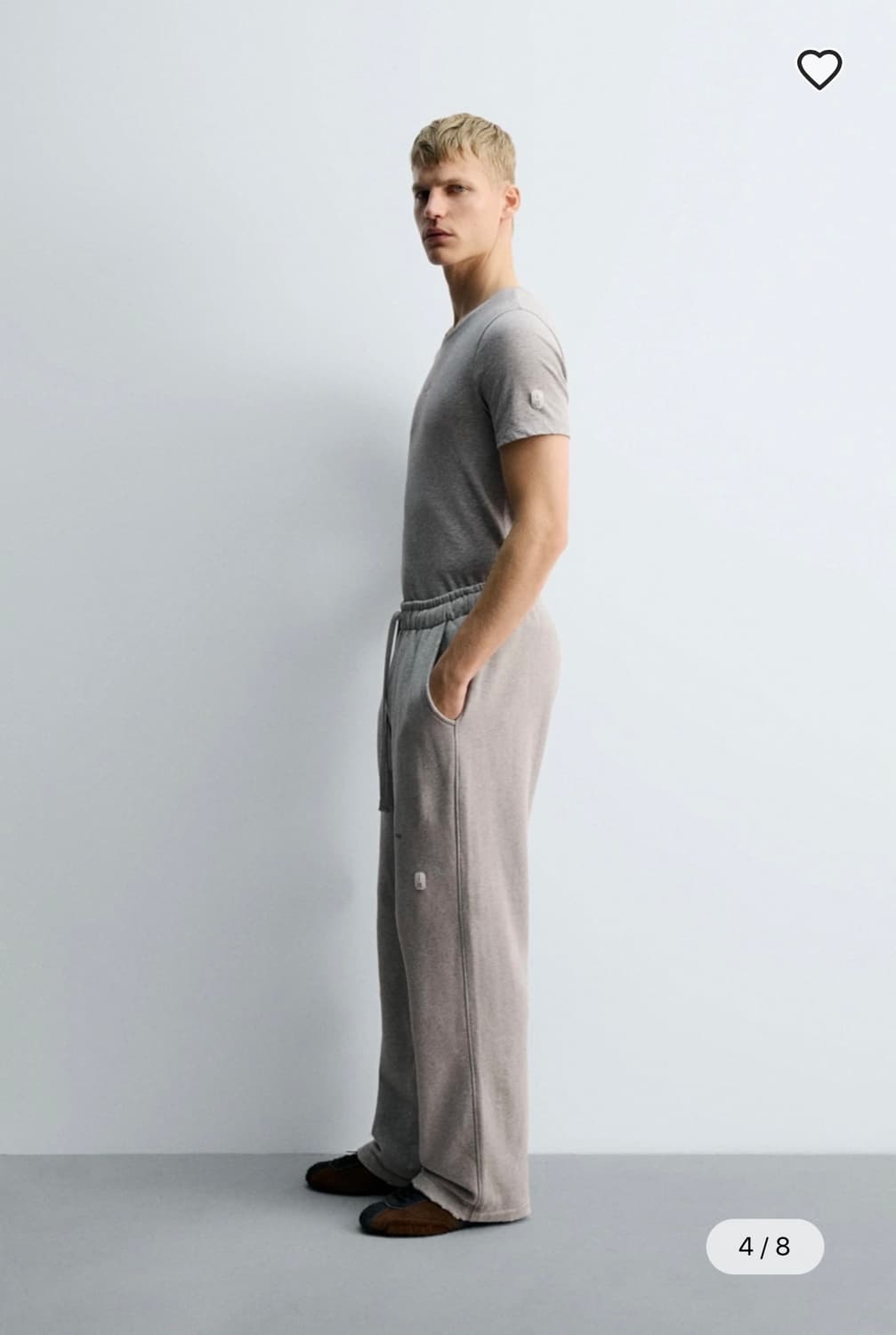 자라 x SR_L 슬림핏 회색 반팔 티셔츠 상품이미지8