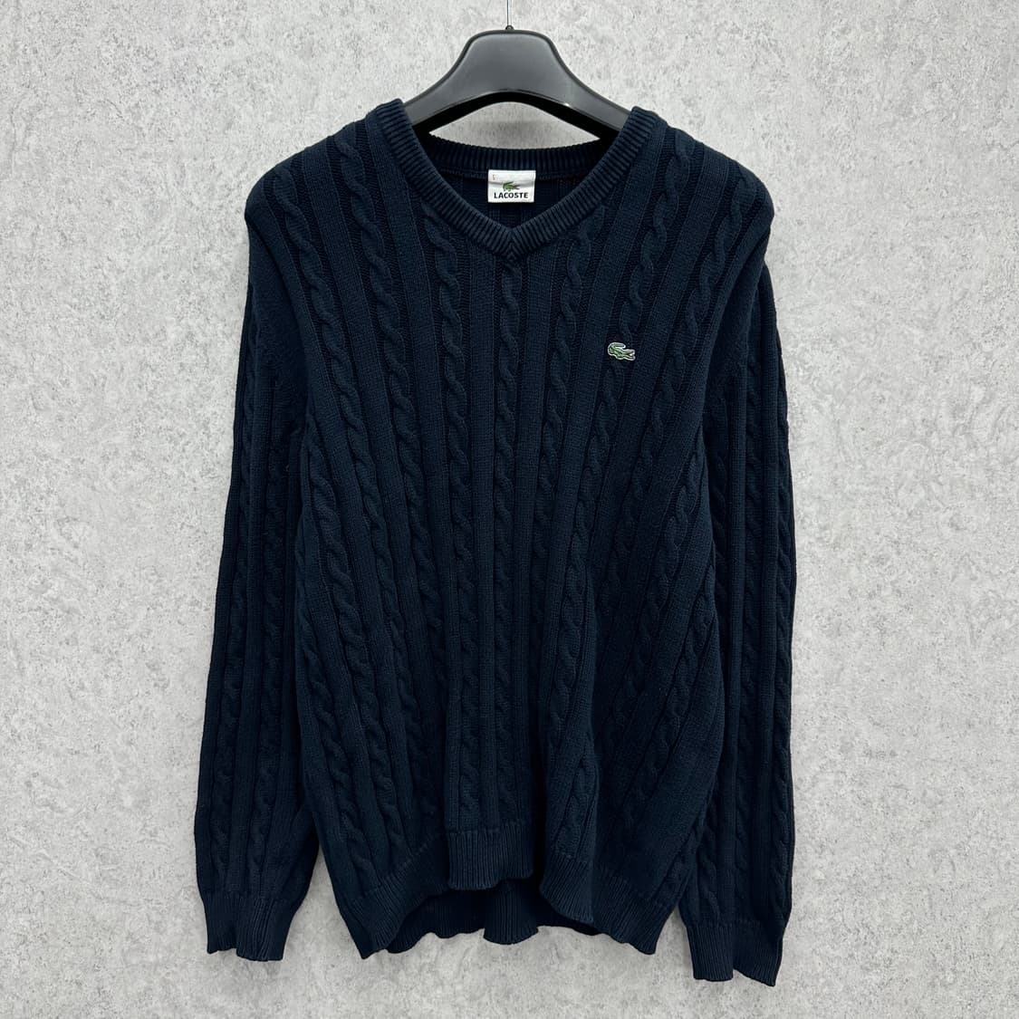 105 라코스테 남자 브이넥 꽈배기 니트 상품이미지1