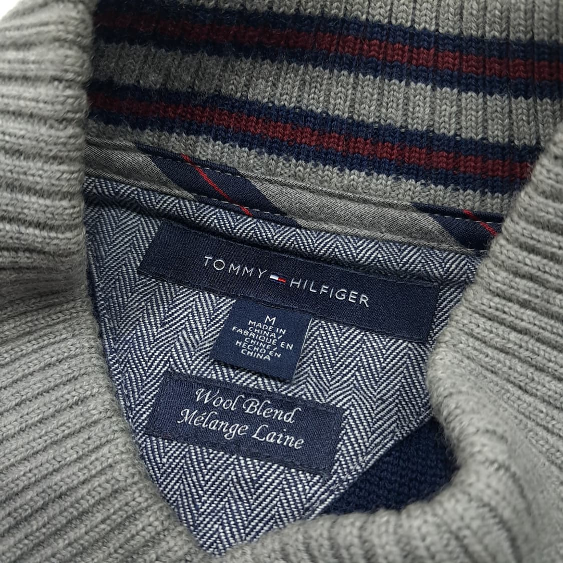 CL182 타미힐피거 울 바시티스타일 네이비 니트 블루종 상품이미지3