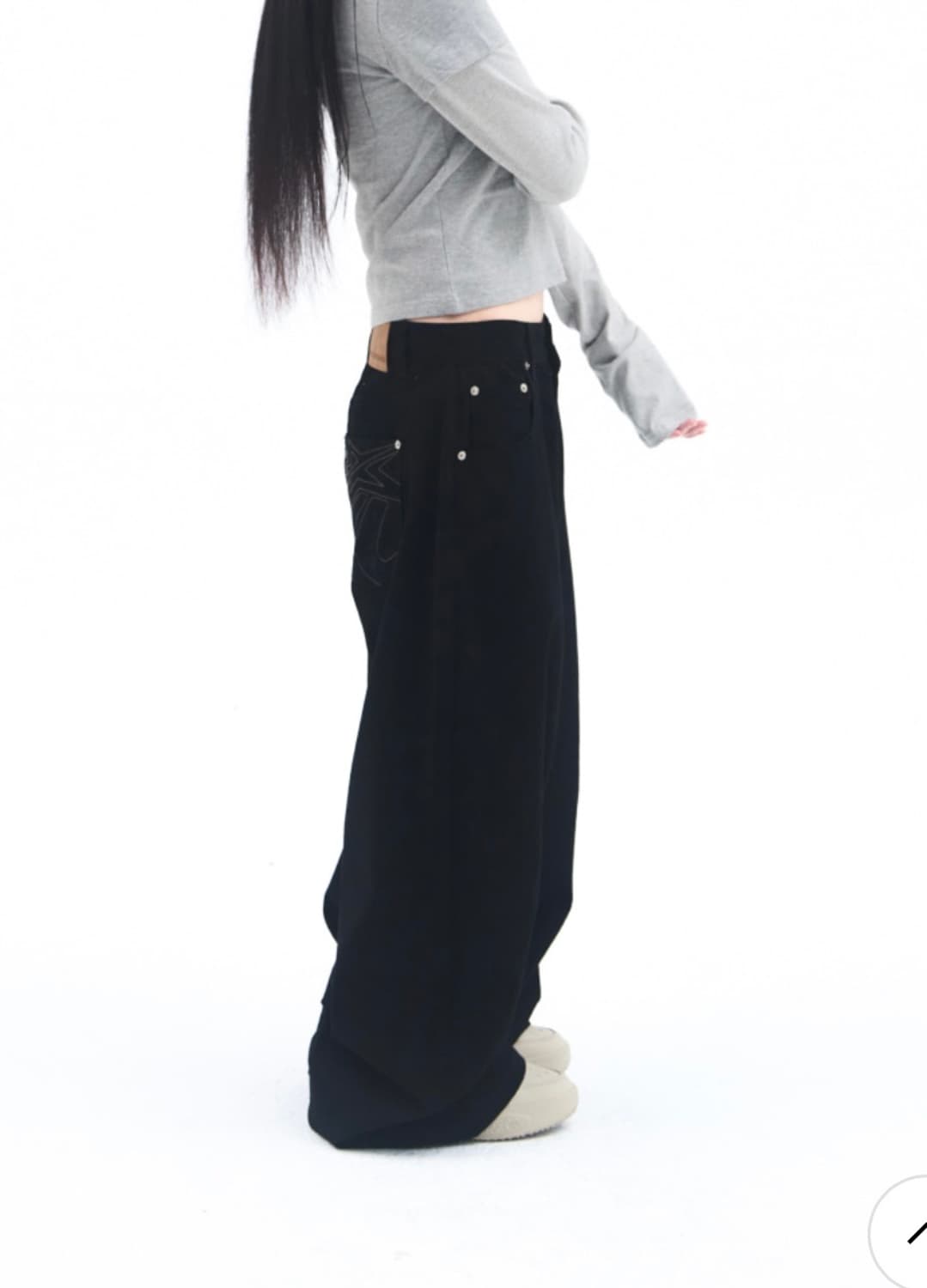 아메스 OVERFIT COTTON PANTS BLACK 상품이미지1
