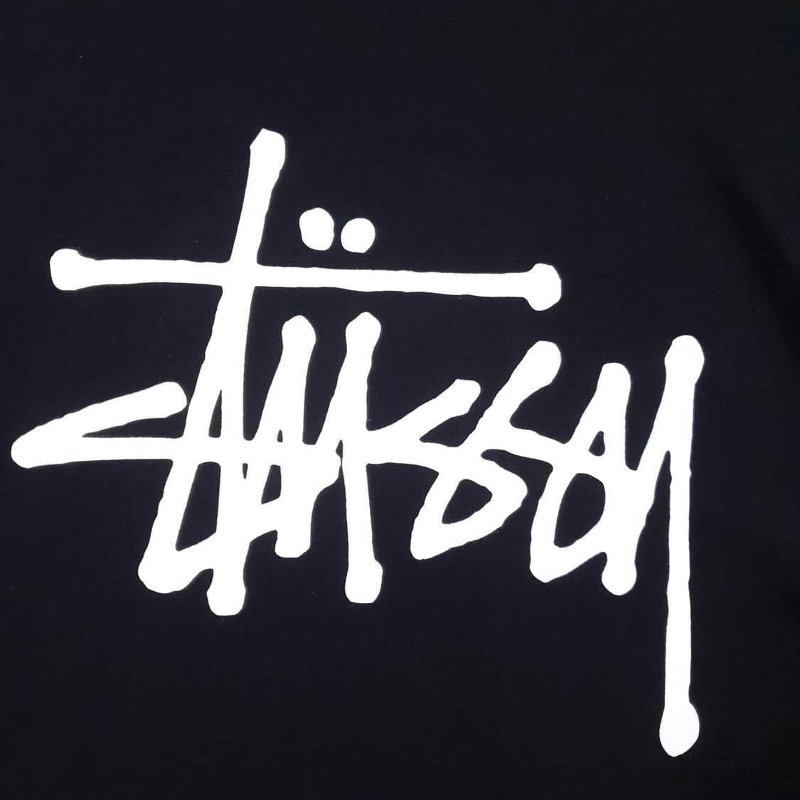 정품 L (100) 스투시 후면 빅로고 베이직 크루넥 반팔 티셔츠 블랙 상품이미지2