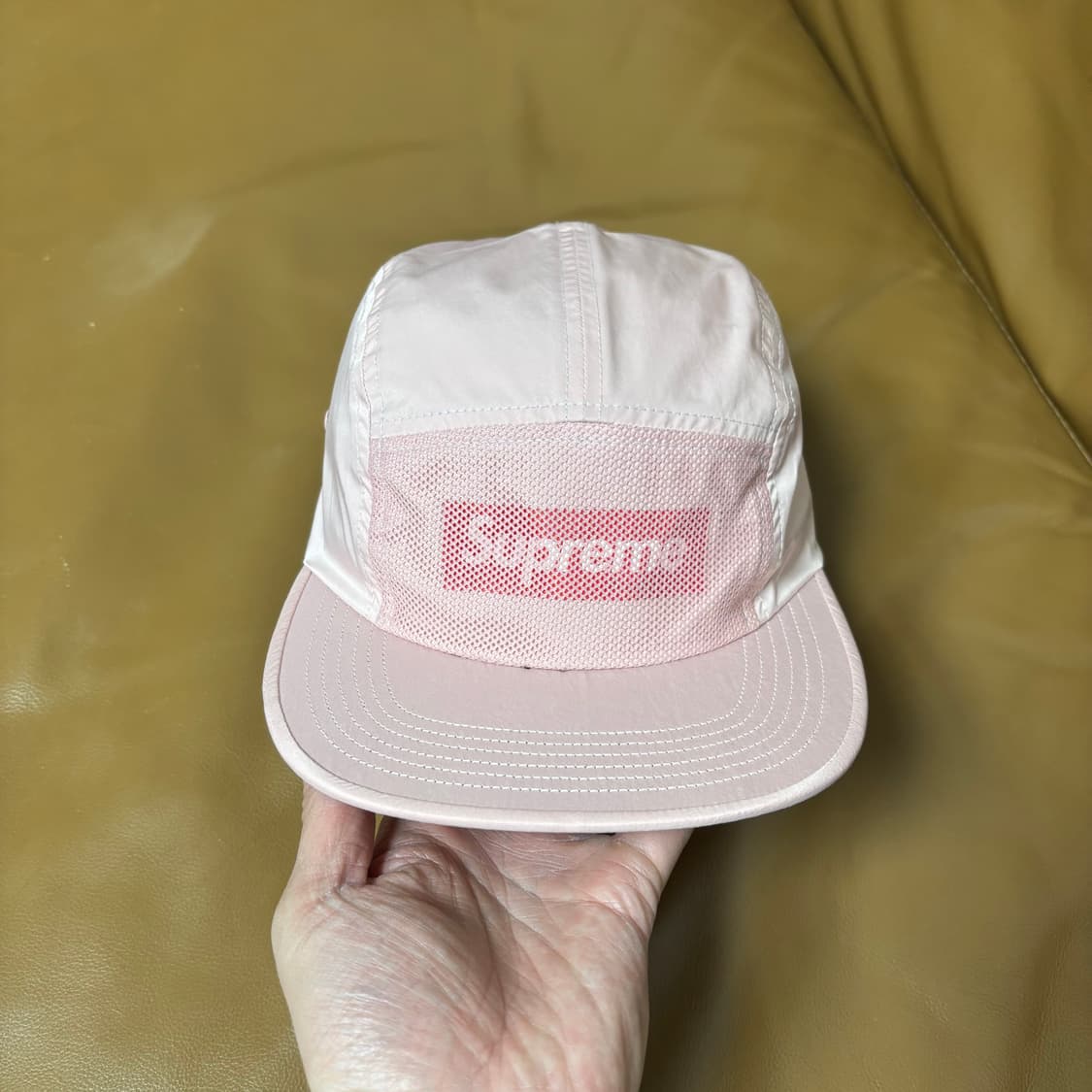 슈프림 캠프캡 모자 박스로고 메쉬 핑크 상품이미지2