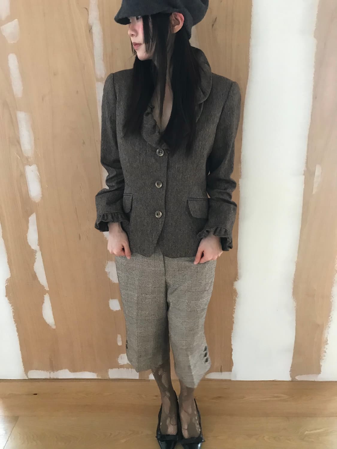 vintage check button capri pants 상품이미지1