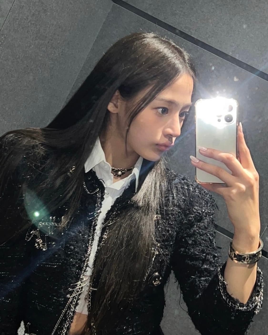 (~2/5, 민지 허윤진 착용) r13 체인 숄더 트위드 자켓 xs 상품이미지5