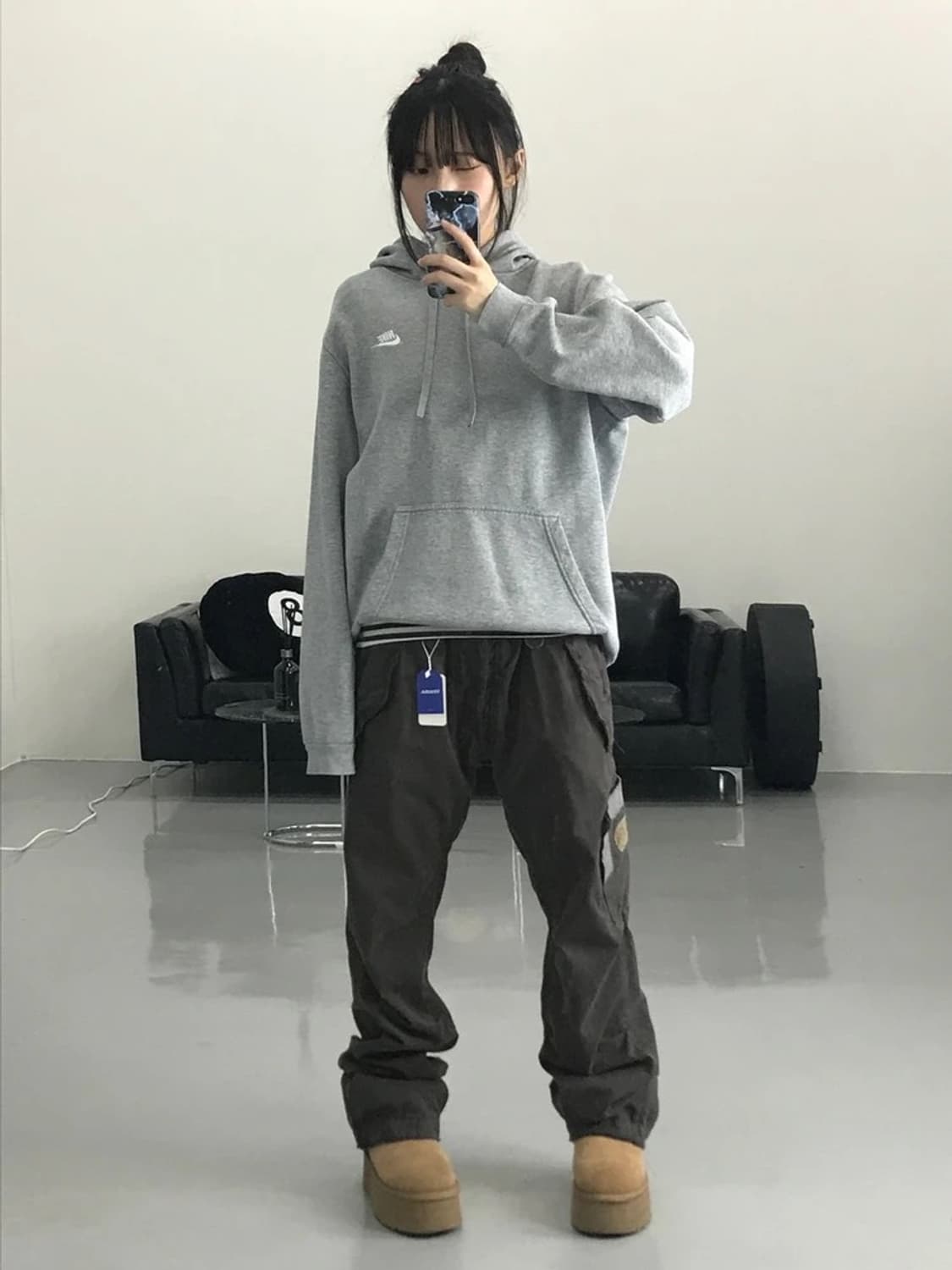 나이키 로고 그레이 후드 상품이미지2